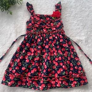 Youngland Navy & Red Ruffle Cherries Dress 5  *Read